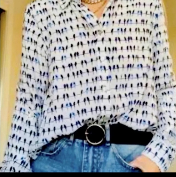 Jane and Delancey Tops - Jane & Delancey Anthropologie Birds on Wire Button Blouse SZ L